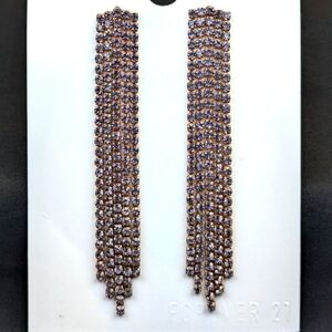 Forever 21 Sapphire Rhinestone & Gold Post Dangle Earrings (needs to be cleaned)